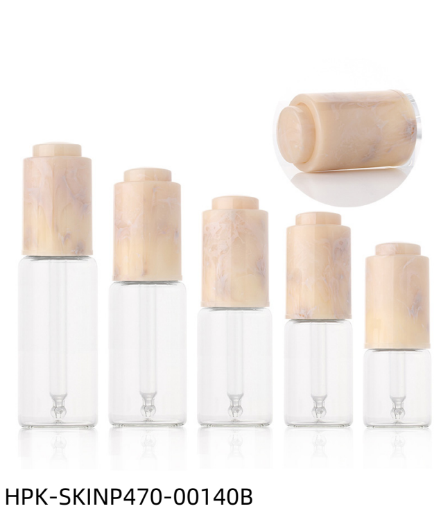Glass Bottle with Beige Push-button Pipette Cap
